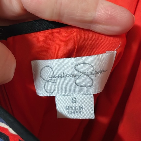 Jessica Simpson size 6 Red, Blue, White, and Black A-line Halter Midi Sundress - Picture 2 of 11